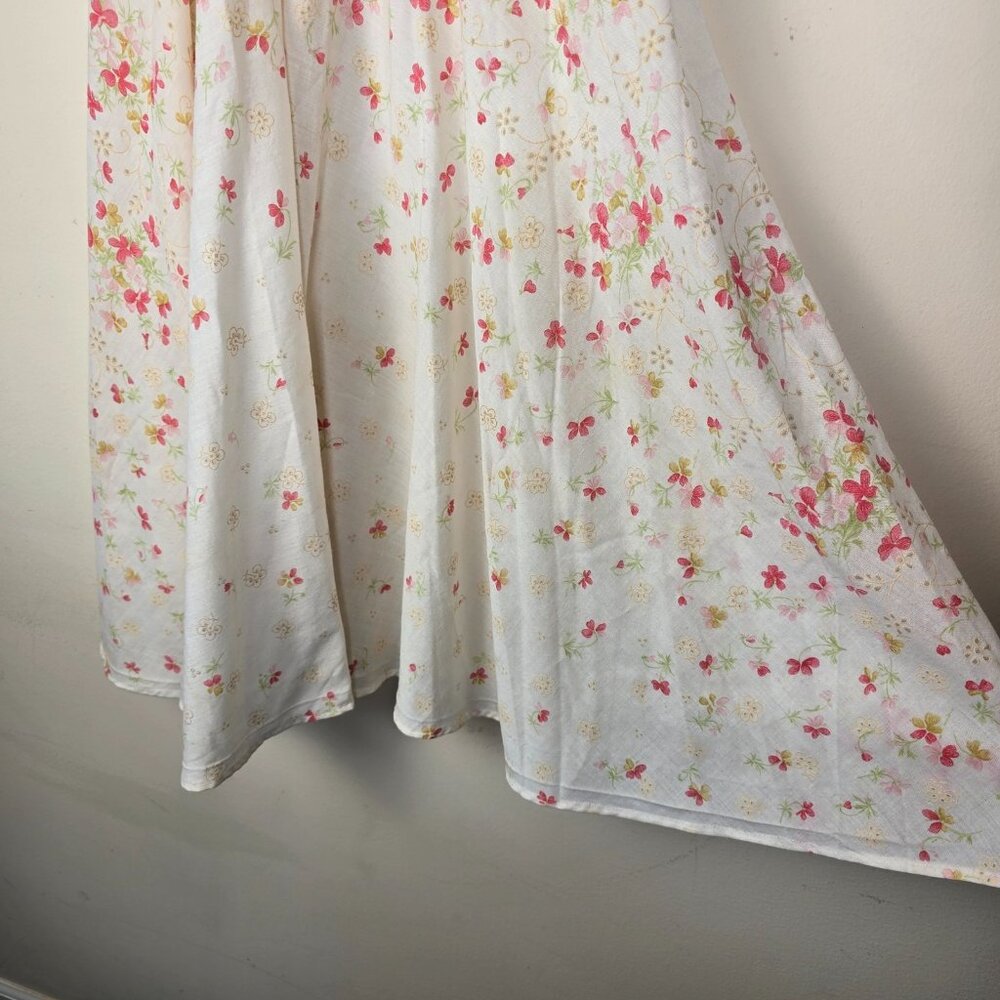 Vintage 70s Floral Summer Dress Boho Prairie Cottagecore Empire Waist Handmade - Picture 4 of 16